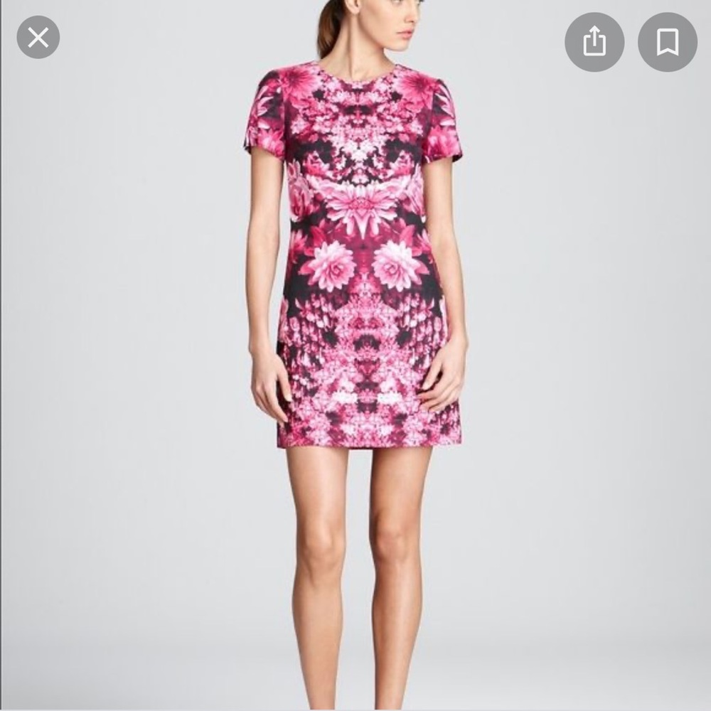Floral Michael Kors pink and Black Shift Dress Size 6P Work or Office - Picture 3 of 5